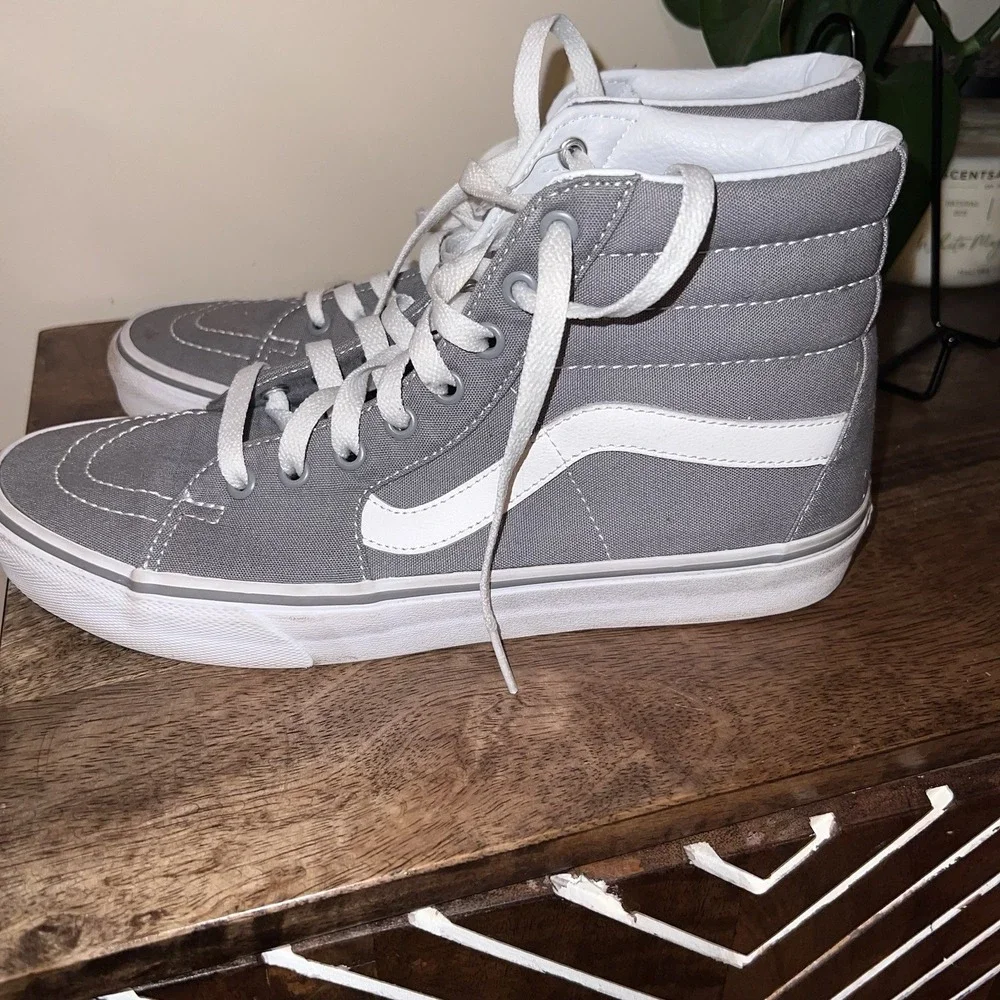 Vans Gray and White Sk8-Hi High-Top Sneakers